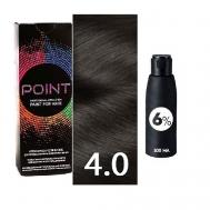 Краска для волос, тон №4.0, Шатен + Оксид 6% POINT