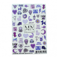 Слайдеры для ногтей на любой фон милый фиолетовый дизайн альпаки MIW NAILS