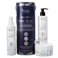 Набор для ухода за волосами KERATIN HAIR BOOST: Шампунь, Спрей, Маска ROYAL SAMPLES