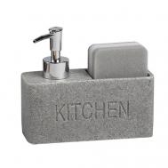 Дозатор для моющего средства и мыла с подставкой для губки "Kitchen", кухонный диспенсер DENEZO
