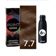 Краска для волос, тон №7.7, Средне-русый коричневый + Оксид 6% POINT
