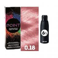 Корректор базы для осветленных волос, тон №0.18, Усилитель розовый + Оксид 6% POINT