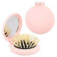Расческа для волос с зеркалом с деревянными зубчиками LADY PINK