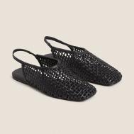 Плетеные кожаные балетки с ремешком на щиколотке ZARA HOME