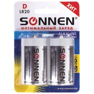 Батарейки Alkaline, D (LR20, 13А) 2.0 Sonnen