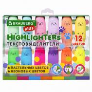 Набор текстовыделителей мини KIDS, CUTE CATS Brauberg