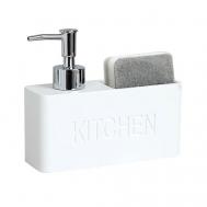 Дозатор для моющего средства и мыла с подставкой для губки "Kitchen", кухонный диспенсер DENEZO