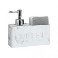 Дозатор для моющего средства и мыла с подставкой для губки "Kitchen", кухонный диспенсер DENEZO