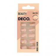 Набор накладных ногтей NUDE CHICK pink marble deco