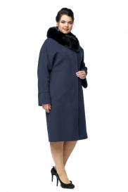 Женское пальто из текстиля с воротником, отделка песец МОСМЕХА