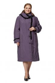 Женское пальто из текстиля с капюшоном, отделка норка МОСМЕХА