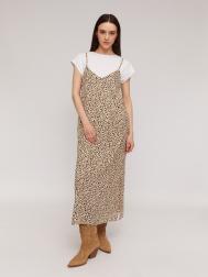 Леопардовое платье-комбинация с боковыми разрезами ZOLLA