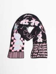 Вязаный трикотажный шарф с надписями ZOLLA