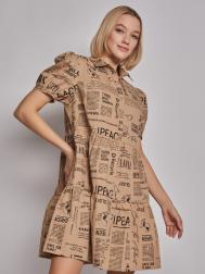 Ярусное платье-рубашка длины мини с принтом ZOLLA