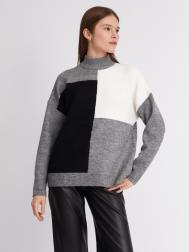 Вязаный свитер в стиле колор блок с воротником-стойкой ZOLLA