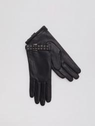 Утеплённые кожаные перчатки с флисом и ремешками ZOLLA