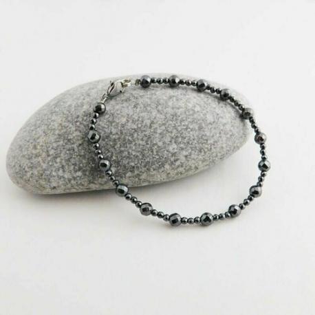 Браслет, искусственный камень, гематит, размер 15 см., черный Hrustalek