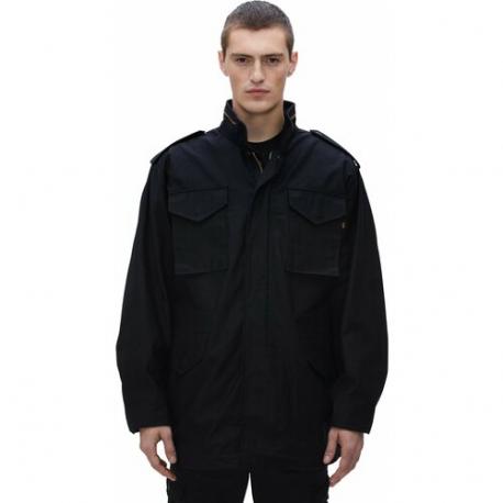 куртка-рубашка  демисезонная, силуэт свободный, подкладка, капюшон, карманы, ветрозащитная, внутренний карман, водонепроницаемая, размер M, черный Alpha Industries