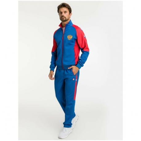 Костюм , олимпийка и брюки, силуэт прямой, карманы, размер M, синий Фокс Спорт