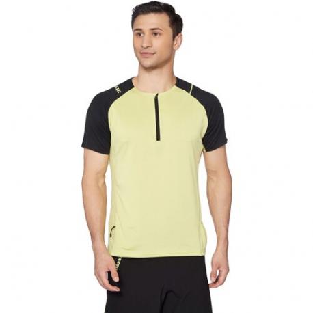 Беговая футболка , силуэт прилегающий, влагоотводящий материал, стрейч, размер L, желтый, черный RUKKA