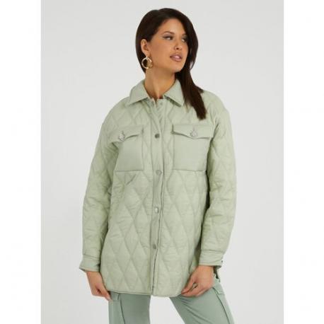 куртка   демисезонная, силуэт прямой, без капюшона, карманы, размер 42/XS, зеленый Guess
