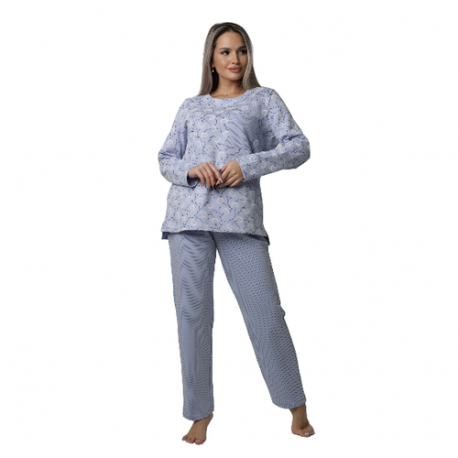 Пижама , лонгслив, брюки, длинный рукав, утепленная, размер 52, фиолетовый Elena Tex