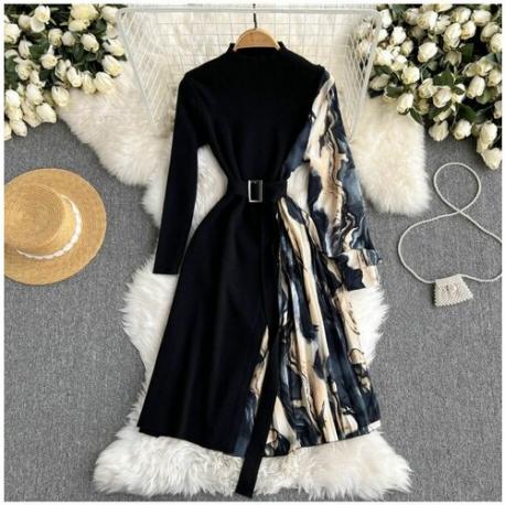 Платье миди, размер 40/50, серый, черный Модный Сочи