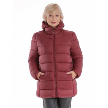 куртка   зимняя, средней длины, силуэт свободный, капюшон, карманы, размер 54, бордовый BELLEB