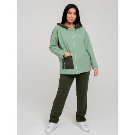 Костюм , худи и брюки, силуэт свободный, размер 52, зеленый Dianida