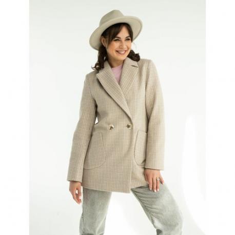 Пальто-пиджак   демисезонное, шерсть, силуэт прямой, укороченное, размер 44, бежевый ДЮТО