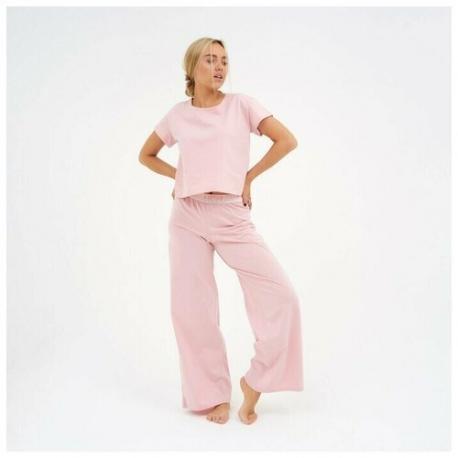 Пижама , футболка, брюки, размер 48/50, розовый Нет бренда