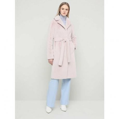 Пальто , искусственный мех, средней длины, силуэт прямой, карманы, размер 44, розовый Alef