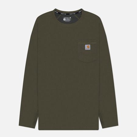Мужской лонгслив  Force Relaxed Fit Midweight Pocket, цвет оливковый, размер L CARHARTT