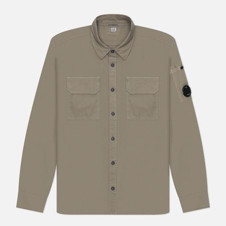 Мужская рубашка  Organic Gabardine Lens Garment Dyed, цвет бежевый, размер S C.P. COMPANY