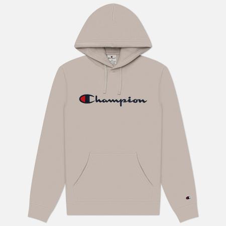 Мужская толстовка  Big Logo Fleece Hoodie, цвет бежевый, размер S Champion