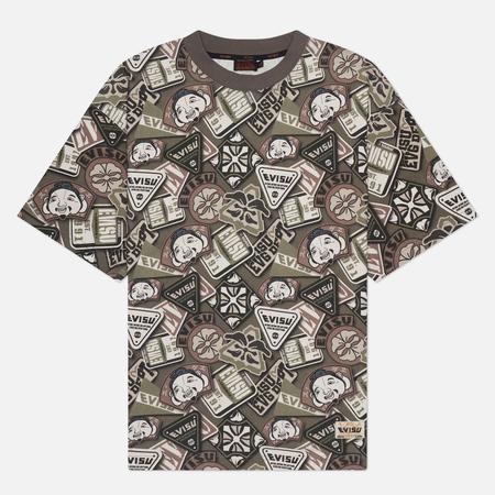 Мужская футболка  Multi Badges All Over Print, цвет оливковый, размер XXL Evisu