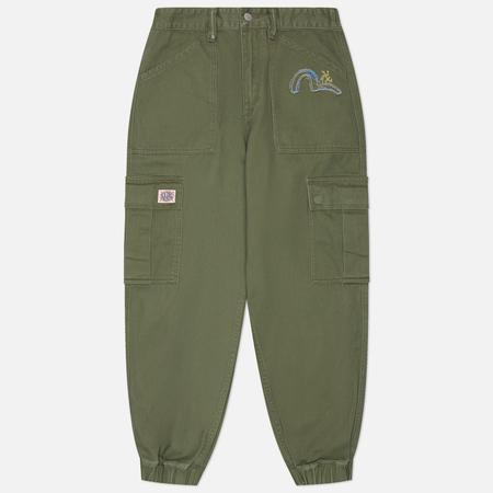 Мужские брюки  Seagull Applique Embroidery Jogger, цвет оливковый, размер 34 Evisu