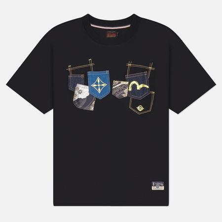 Мужская футболка  Heritage Multi-Pocket Brocade Patch, цвет чёрный, размер L Evisu