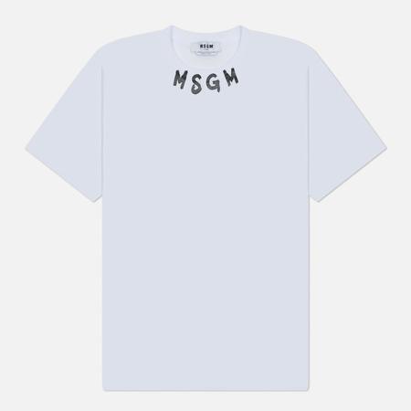 Мужская футболка  Collar Brush Stroke Logo, цвет белый, размер XL MSGM