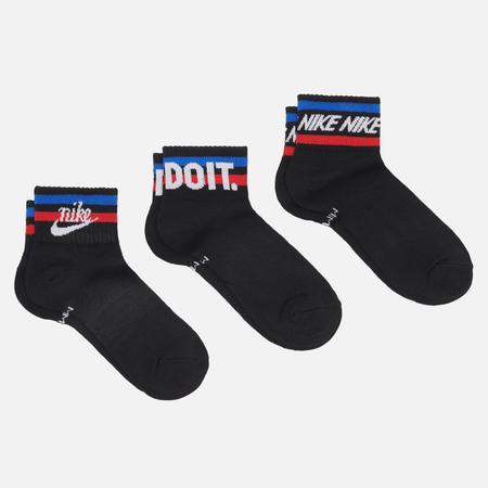 Комплект носков  3-Pack Everyday Essential Ankle, цвет чёрный, размер 34-38 EU Nike