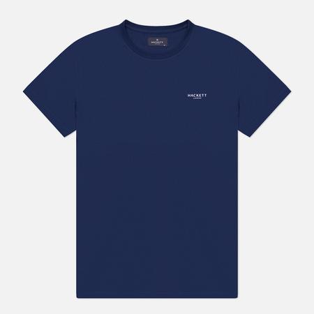 Мужская футболка  Logo Mini Rib Collor, цвет синий, размер M Hackett