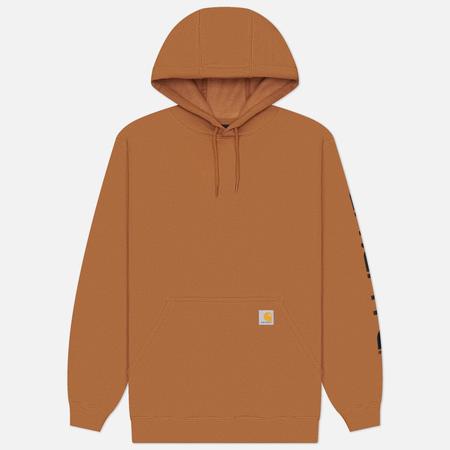Мужская толстовка  Loose Fit Midweight Logo Sleeve Graphic Hoodie, цвет коричневый, размер S CARHARTT