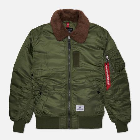 Мужская куртка бомбер  B-15 Mod Flight Faux Mouton Collar, цвет оливковый, размер L Alpha Industries