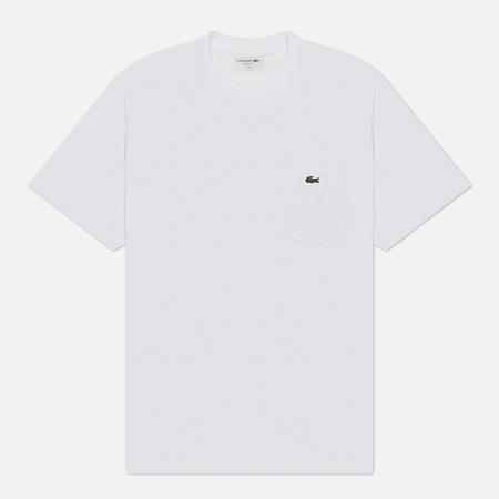 Мужская футболка  Embroidered Crocodile Pocket, цвет белый, размер M Lacoste