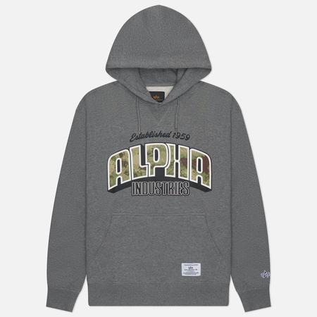Мужская толстовка  Camo Logo Hoodie, цвет серый, размер L Alpha Industries