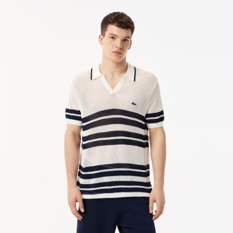 Мужское вязаное поло  в полоску Lacoste