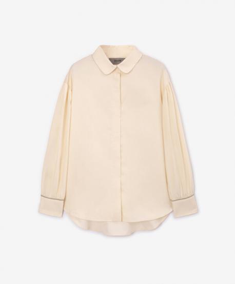 Блузка oversize с длинным рукавом текстильная белая для девочки  Select (152) Gulliver