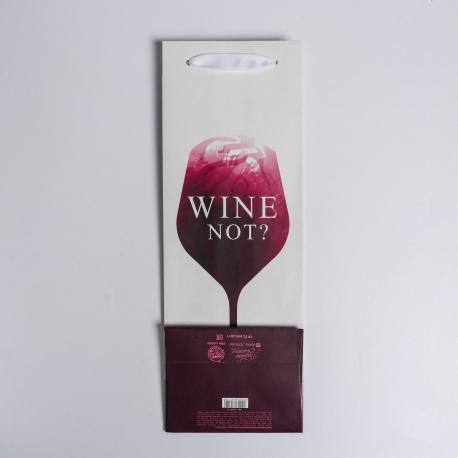 Пакет подарочный ламинированный под бутылку, упаковка, wine not, 13 x 35 x 10 см Дарите счастье