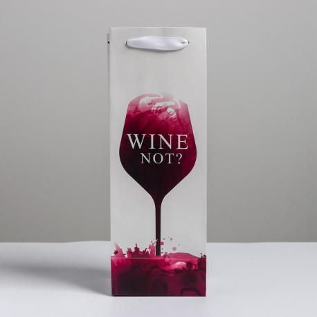 Пакет подарочный ламинированный под бутылку, упаковка, wine not, 13 x 35 x 10 см Дарите счастье