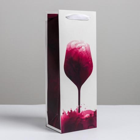 Пакет подарочный ламинированный под бутылку, упаковка, wine not, 13 x 35 x 10 см Дарите счастье